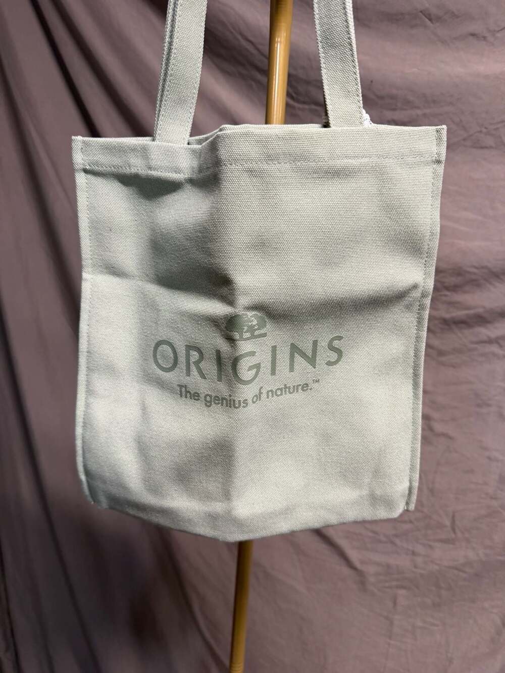Origins Canvas Tote Bag with Logo and The Genius of Nature Slogan